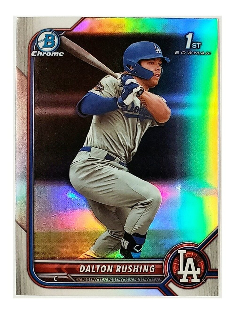 DALTON RUSHING ROOKIE REFRACTOR "1ST BOWMAN" 2022 BOWMAN CHROME #BDC-84, DODGERS